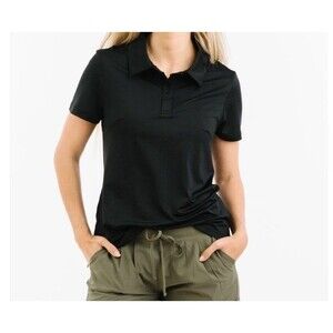 NWT ZYIA ACTIVE Black Active Slit Polo Short Sleeve Golf Tennis Sz Small #1846